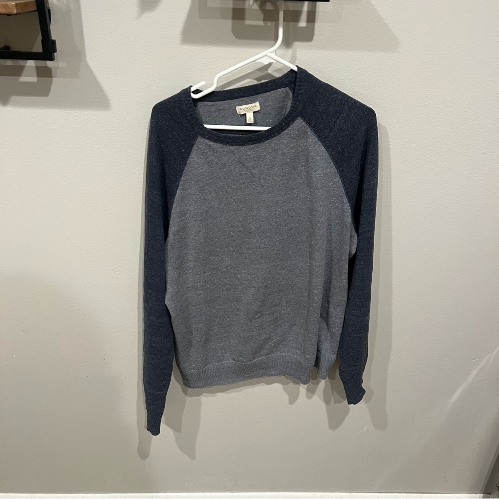 Sonoma Life & Style Dark Blue Light Gray Long Sleeve Shirt Size Large